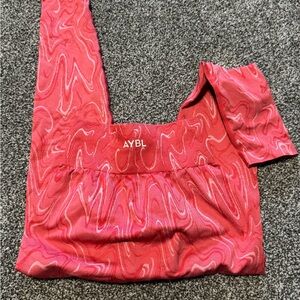 AYBL Swirl Pattern Leggings - Red and Pink